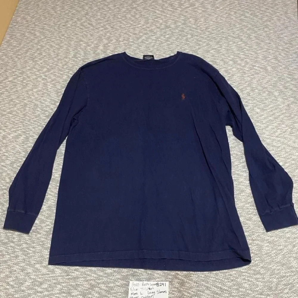 Polo Ralph Lauren cotton long sleeve blue shirt men L. SKU-B241